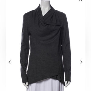 Helmut Lang Wool Dark Grey Asymmetrical Jacket Cowl Neck Size Petit (xs/s)